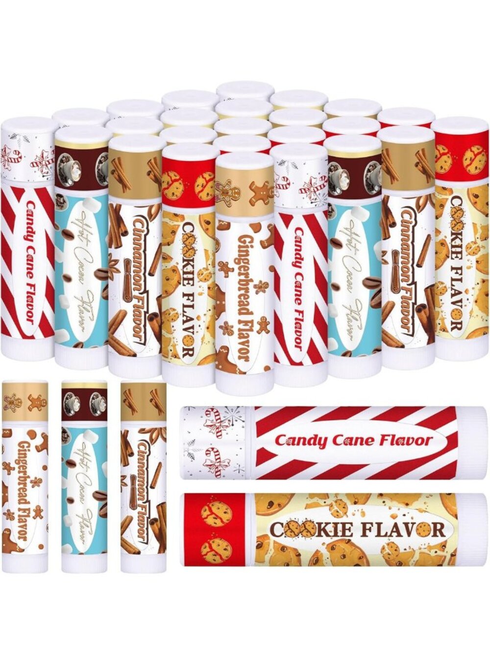 150pcs Christmas Lip Balm Set, Candy Cane Holiday Party Favors, Cute Gifts